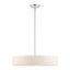 Sophisticated Brushed Nickel 4-Light Drum Pendant with Oatmeal Shade