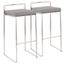 Fuji 34" Gray Leather Contemporary Stackable Barstools, Set of 2