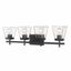 Lauren Matte Black 4-Light Vanity with Clear Glass Shades