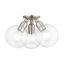 Brushed Nickel 3-Light Semi-Flush Mount with Clear Glass Shades