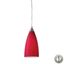 Cardinal Red Glass Mini Pendant Light with Satin Nickel Finish