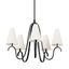 Forged Iron 5-Light Chandelier with Off-White Linen Shades