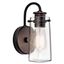 Rustic Distressed Bronze Jelly Jar Wall Sconce, 9.5" Height