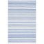 Ivory and Blue Striped 4' x 6' Flat Woven Wool Rug