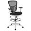 ErgoFlex Black Mesh Drafting Chair with Adjustable Arms and White Frame