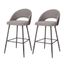 Contemporary Dark Gray Leatherette Barstool with Matte Metal Legs, Set of 2