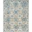 Ivory and Blue High Pile Floral Medallion Area Rug