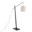 Arturo Black Wood and Steel Floor Lamp with Grey Shade