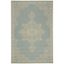 Cream and Aqua Rectangular Washable Synthetic Area Rug