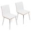 Set of 2 White Faux Leather Swivel Parsons Side Chairs