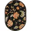 Black Floral Hand-Knotted Wool Oval Area Rug