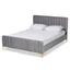 Nami Light Grey Velvet Upholstered King Bed with Tufted Headboard