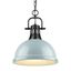 Matte Black and Sea Foam 14" Transitional Bowl Pendant Light