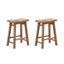 Rustic Acacia Wood Saddle Counter Stools, Barnwood Wire-Brush - Set of 2