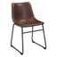 Low Brown Faux Leather Upholstered Metal Side Chair