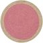 Pink and Natural Round Jute Area Rug, 4' Diameter