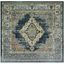 Elysian Blooms Reversible Blue Floral 7' Square Synthetic Rug