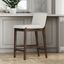 Cream Linen Upholstered Dark Brown Wood Counter Stool