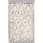 Hand-Knotted Black and Ivory Wool Area Rug with Fringe