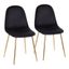 Set of 2 Black Velvet and Gold Metal Dining Chairs