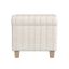 Cream Pinstripe Tufted Square Storage Ottoman with Wood Legs