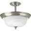 Brushed Nickel Semi-Flush Mount with Alabaster Glass Shade