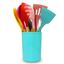 Cheer Collection 12 Piece Multicolor Silicone Spatula Set with Wooden Handles