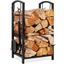 Black Wrought Iron Firewood Log Rack with Tools Set