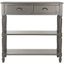 Transitional Gray Pine and Metal Demilune Console with Storage