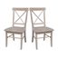 Washed Gray Taupe Solid Wood X-Back Dining Chairs, Set of 2