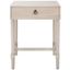 Greige Wood Accent Table with Storage Drawer