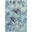 Turquoise and Navy Abstract Synthetic Area Rug, 5'3" x 7'6"