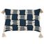 Navy Blue Cotton Tri-Line Frayed Decorative Pillow Cover