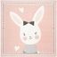 Pink and Ivory Square Kids Non-Slip Bunny Rug