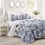 King Navy and White Reversible Microfiber Floral Quilt Set