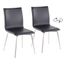 Black Faux Leather Swivel Dining Chairs with Metal Legs, Set of 2