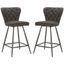 Transitional Grey Leather Swivel Counter Stool, 26"H