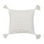 Hodges 22" White Cotton Woven Throw Pillow with Tassels