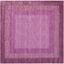 Fuchsia and Purple 6' Square Handmade Wool Rug