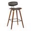 Fox 26" Dark Brown Faux Leather and Walnut Wood Bar Stool