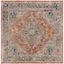 Rust and Blue Square Hand-Knotted Synthetic Rug