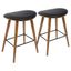 Set of 2 Black Saddle Counter Stools with Wood Legs