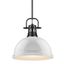 Matte Black and White Glass Bowl Pendant Light