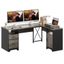 Gray L-Shaped Wood Gaming Desk with Drawers and Keyboard Tray