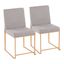 High Back Gold Metal Frame Light Grey Upholstered Side Chair