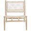 Transitional Bandelier Armless Chair in Light Natural Wood & White Leather