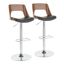 Valencia Mid-Century Adjustable Black Faux Leather Barstool Set