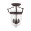 Jefferson Bronze Bell Jar 3-Light Semi-Flush Mount with Clear Glass