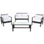 Coastal Charm Brown Wicker 4-Person Outdoor Living Set with White Cushions