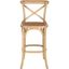 Transitional Weathered Oak Cross-Back Bar Stool with Rattan Seat